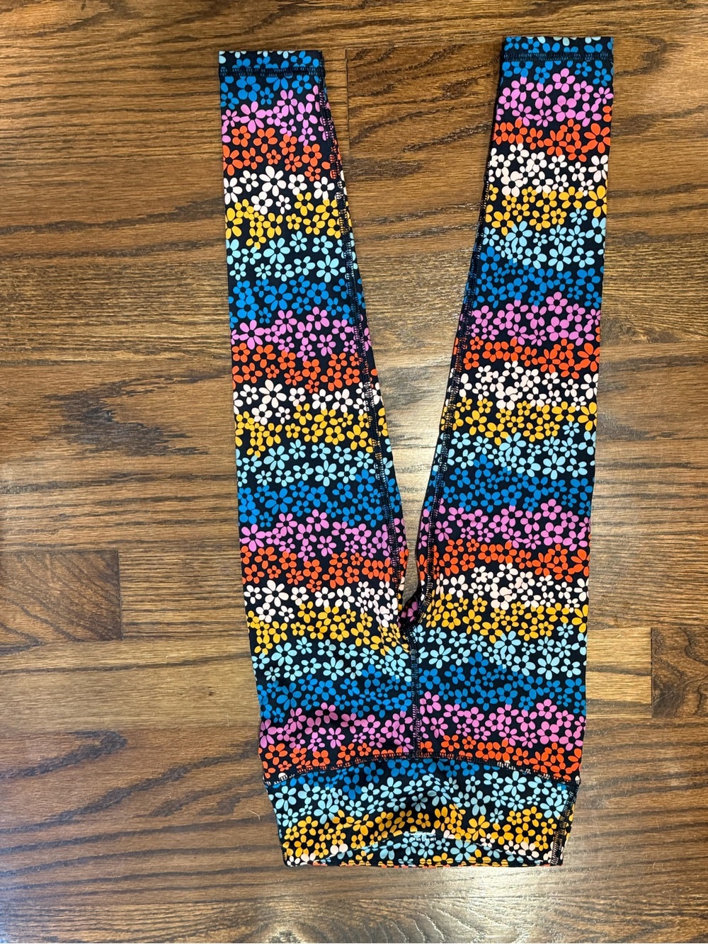 Kids Floral Stripe Leggings - Multicolor